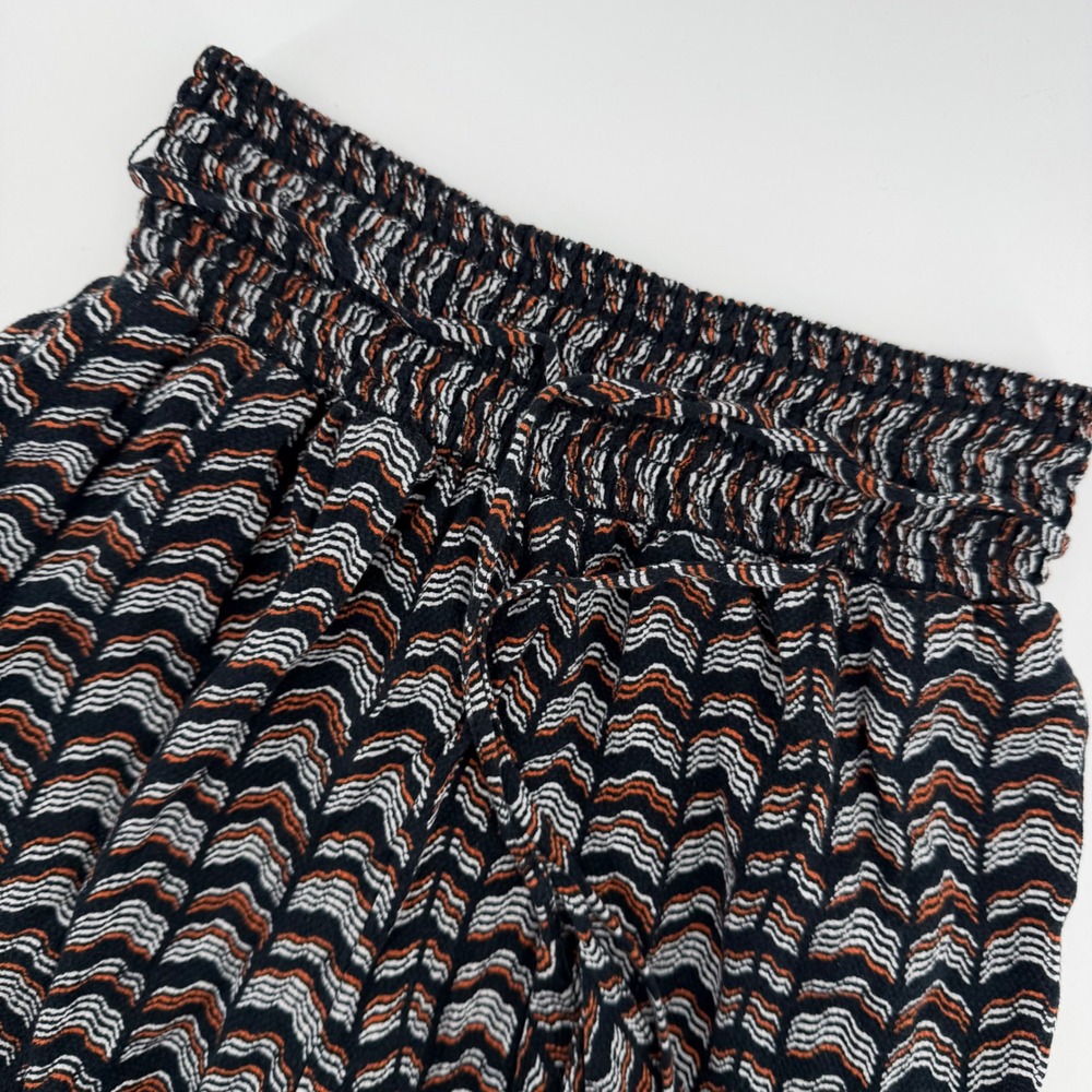 Anthropologie Jogger Pants Womens XS Black Orange Chevron Smocked Boho Tassel